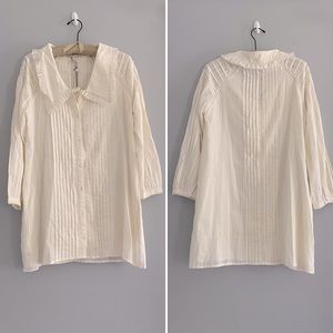 Cleobella viola mini dress ivory white crochet pintuck collared long sleeve NWT